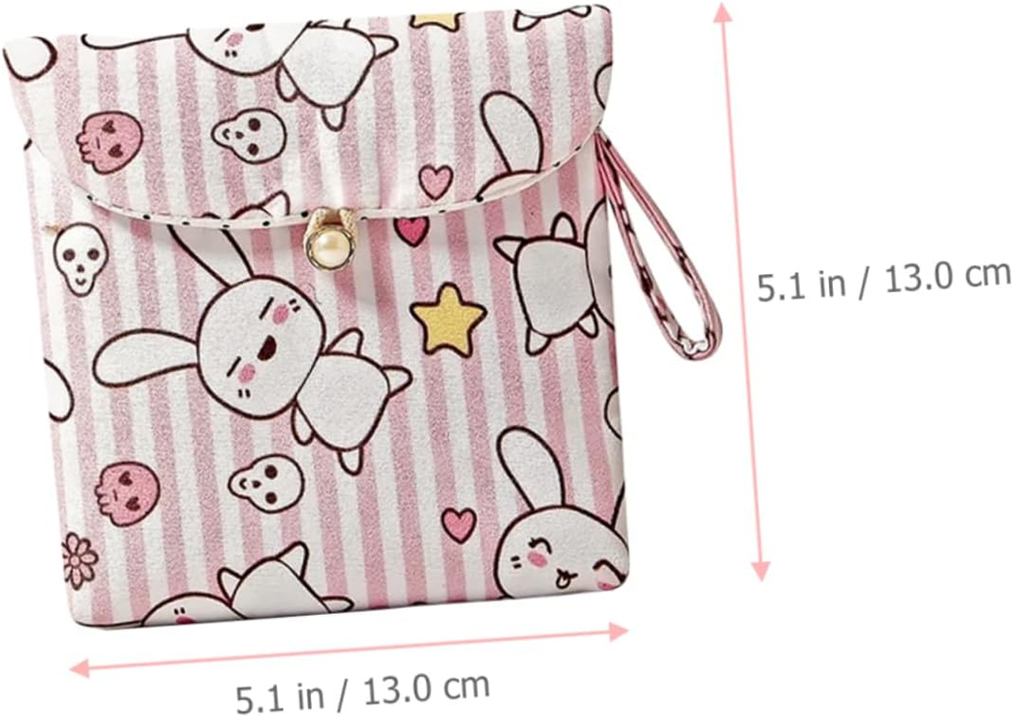 CIYODO 4Pcs Cotton Menstrual Pad Pouch with Button Closure Sanitary Napkin Organizer Bags for School and Travel Decorative Period Bags for Teens and Women image number 6
