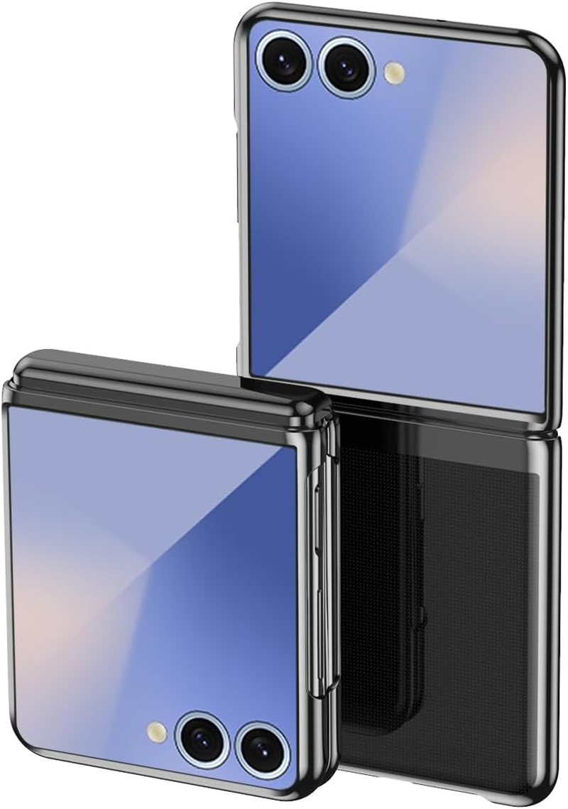 MOJIA Case for Samsung Galaxy Z Flip7 Electroplating Frame Bumper Plating Protective Cover Slim Scratch Shockproof Transparent Phone Case. Rose Gold