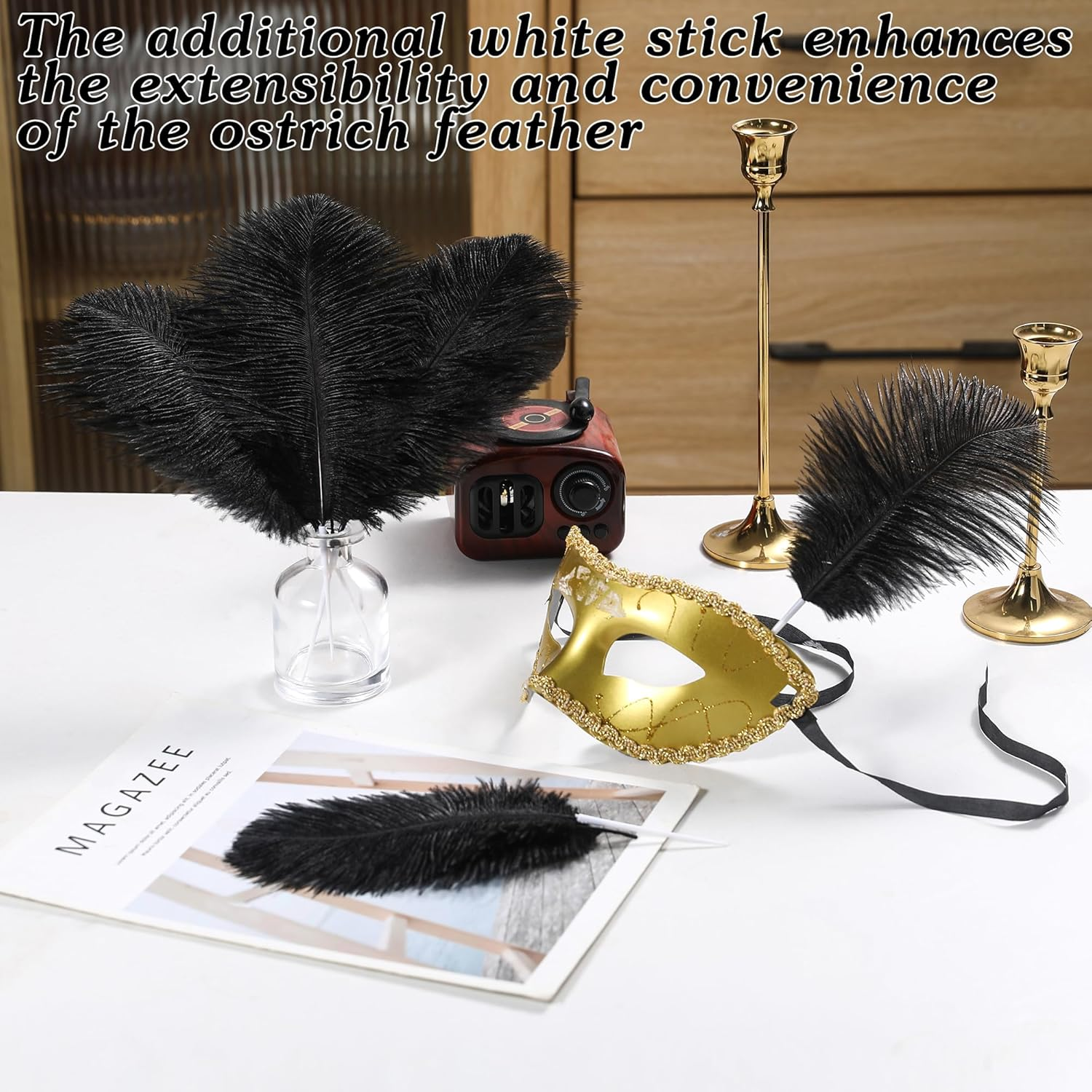 SOGUGOM Black Craft Ostrich Feathers - 30PCS Total Length 9-11 Inch Ostrich Feathers Kit for Centerpieces, Kindergarten Crafts, Dream Catchers and DIY Projects(Black) image number 1