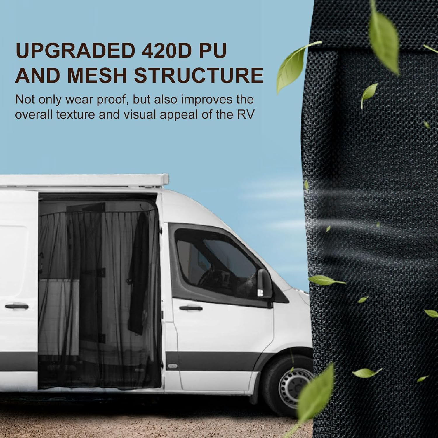 Cryfokt Universal RV Van Screen Curtain, Magnetic Rear Door Privacy Protection with RV Door Fly Screen, for Different Vehicle and Door Types, Travel Experience (71In*59In)