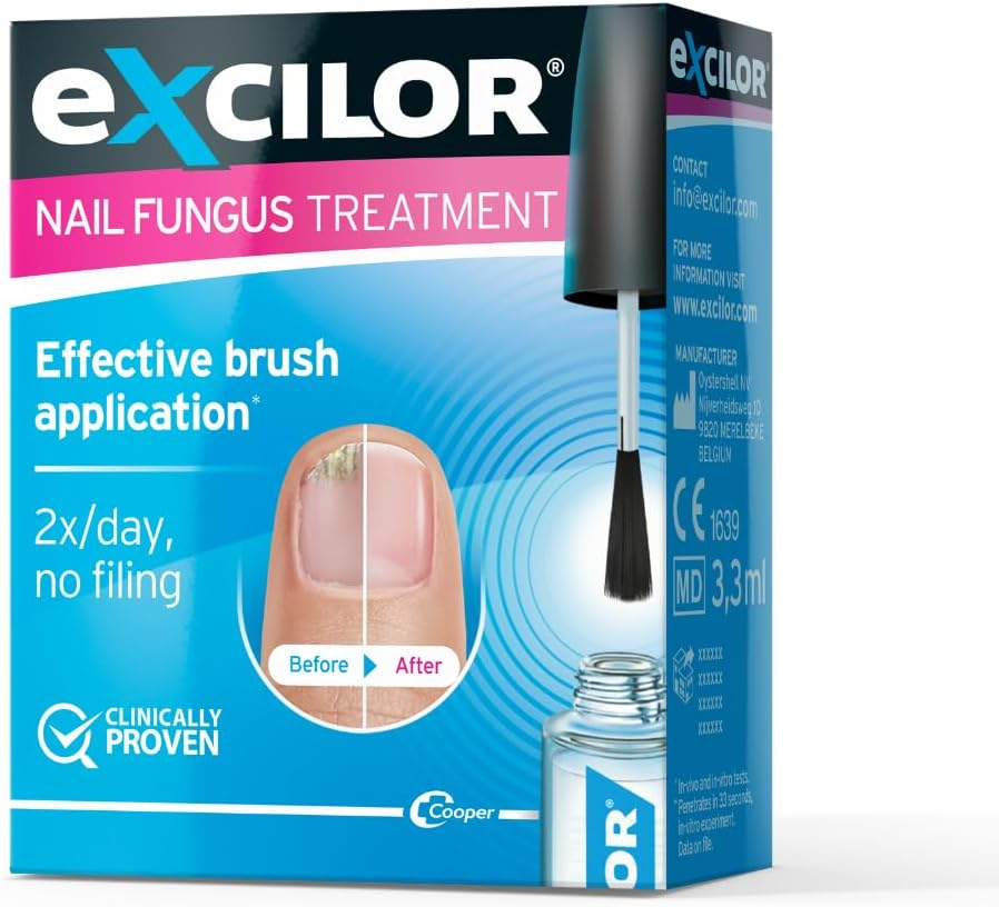 EXCILOR - Effective Nail Fungus Treatment - Solution - Returns Infected Nails to Healthy & Beautiful - Fast Penetration - Easy Brush Application - No Filing - Clinically Proven - 3.3Ml image number 1