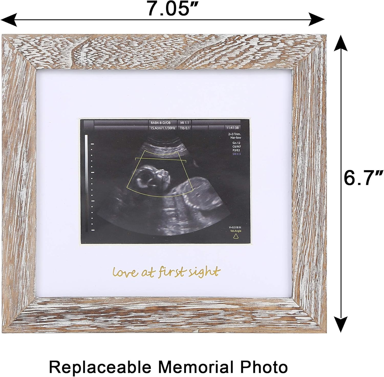 IHEIPYE Baby Love at First Sight Sonogram Keepsake Frame - Ultrasound Picture Frame - Pregnancy Announcement Frame for Expecting Parents, Gender Reveal Party, Grandparents, Rustic White