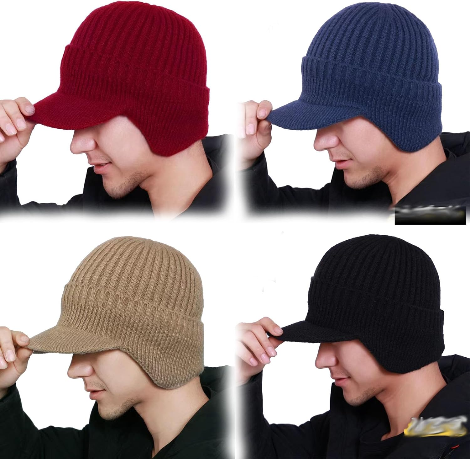 Joyhnny Cozyhead Beanie,Johnny Cozy Head Beanie,Sherum Winter Warm Caps with Brim,Warm Ear Protection Fleece Knitted Hat image number 3