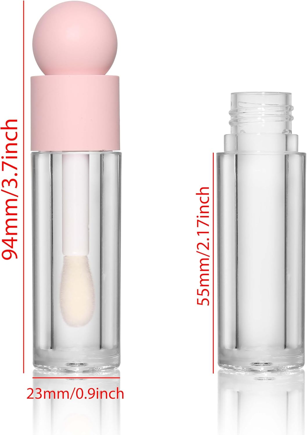 COSIDEA 16Pcs Empty 5Ml Pink Lip Gloss Tubes with Big Wand Large Deo Foot Brush Lipgloss Tube Container for Lip Oil - White image number 5