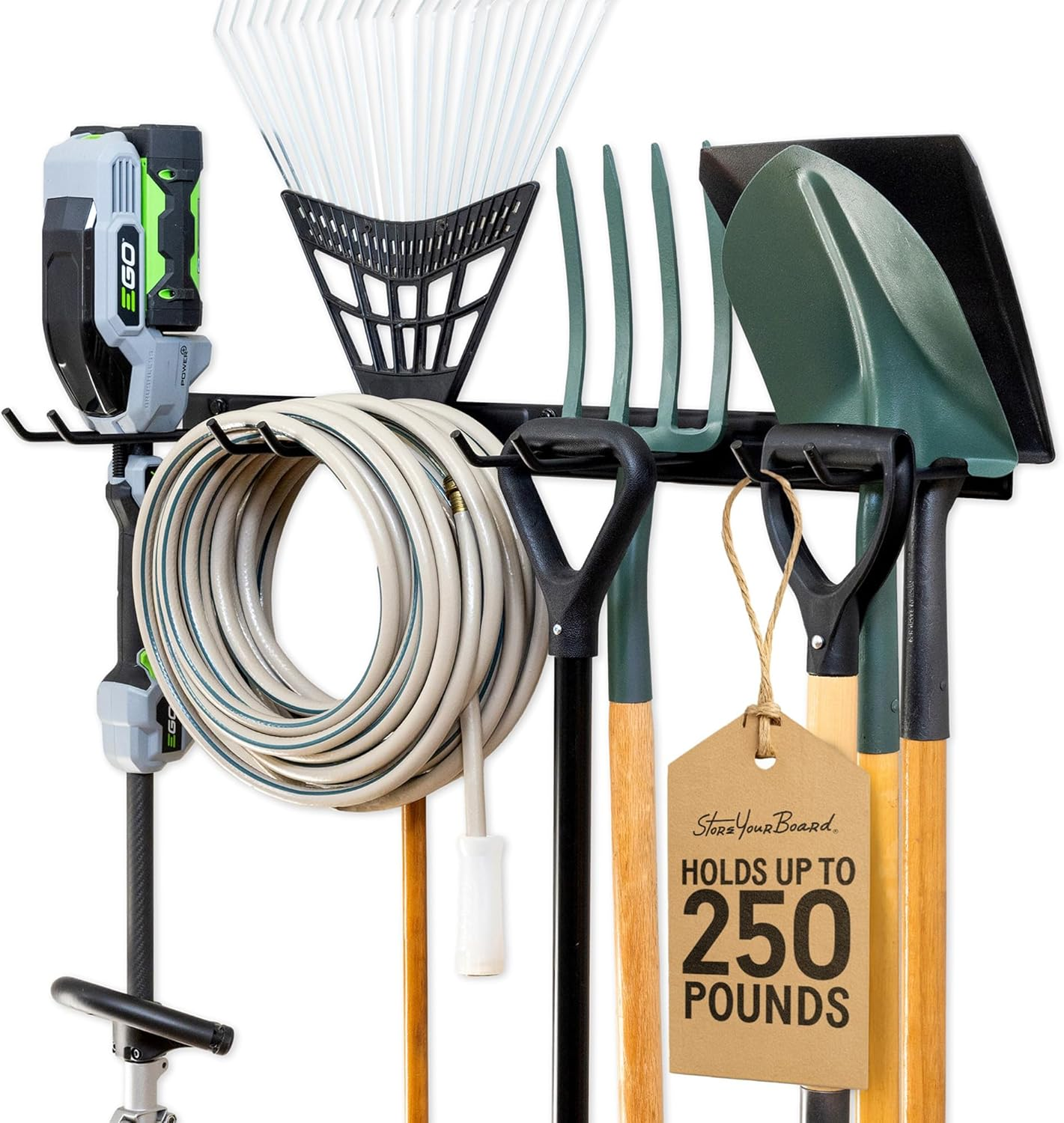 Storeyourboard BLAT Garage Garden Tool Organizer Wall Mount, Garage Organization and Storage, Shovel & Rake Hangers Yard Tool Rack, Industrial Steel Holds 250 Pounds image number 2