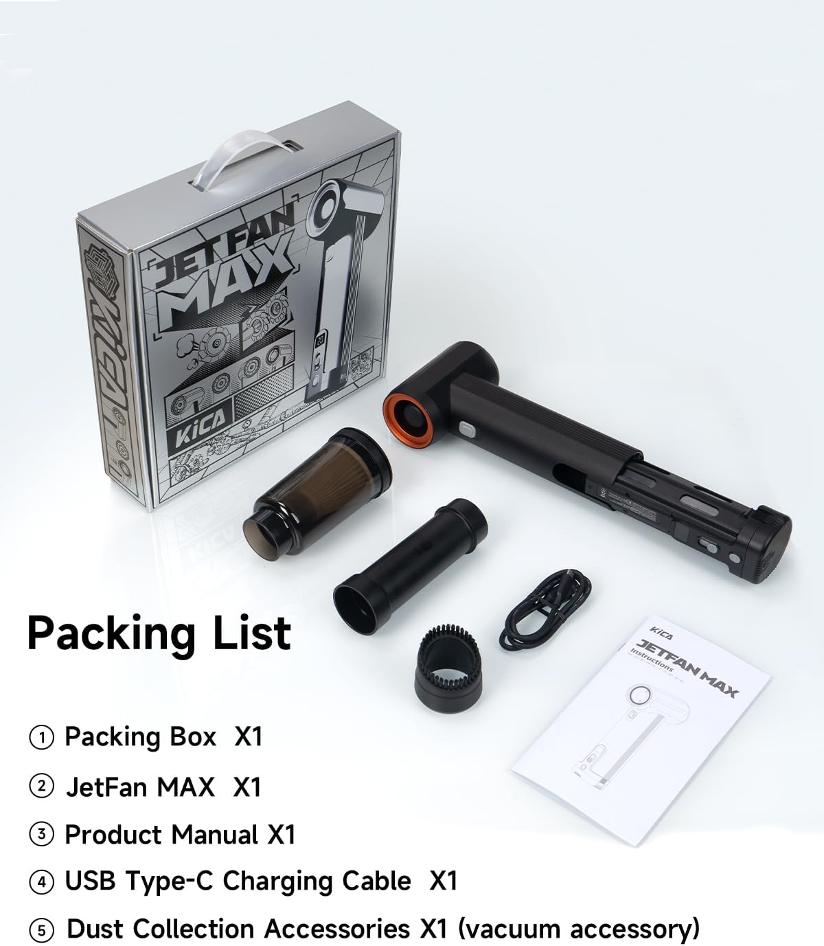 Kica JETFAN MAX Car Air Blower and Vacuum Turbo Fan,Electric Cordless Strong Blower for Car Drying,Snow Blowing image number 4