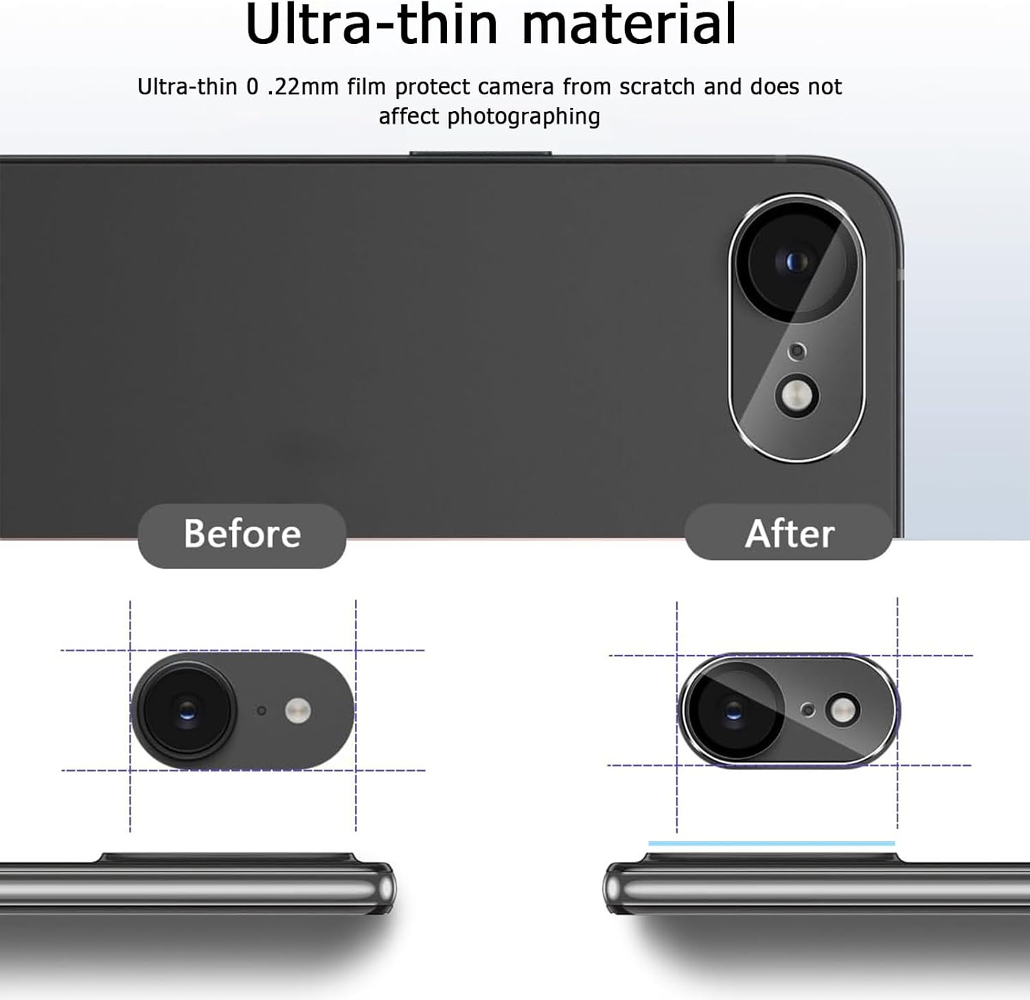 Camera Lens Protector for Iphone 16E, Tempered Glass 9Hardness, Anti-Scratch High Definition Camera Screenprotector for Iphone 16E 2025 [3 Pack] image number 1