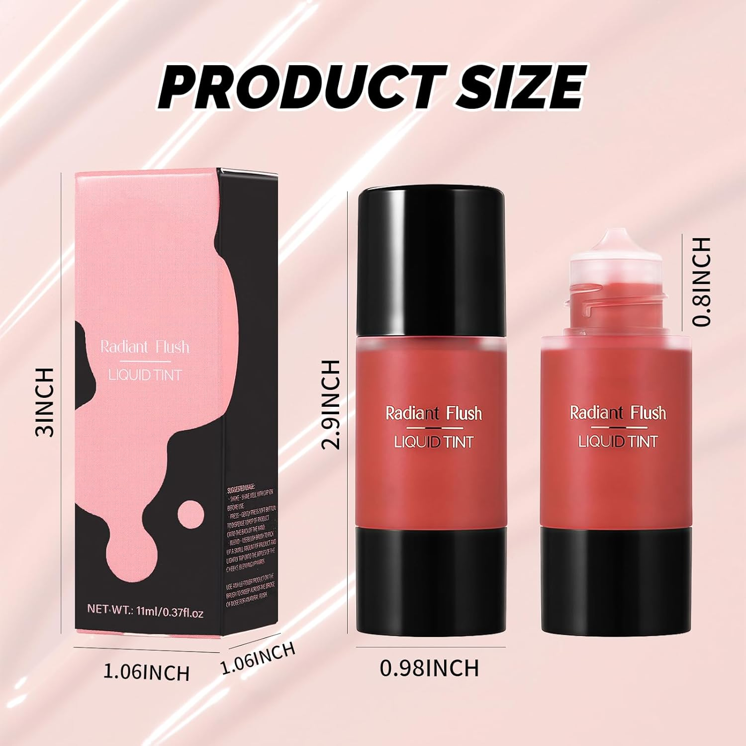 DAGEDA Liquid Blush, Lightweight and Smooth Liquid Blush for Cheeks, High Pigmented Color for Blush Makeup, Blendable & Buildable, Long-Wearing, Weightless Natural Dewy Finish (#Pearlescent Coral) - Sweetie image number 3