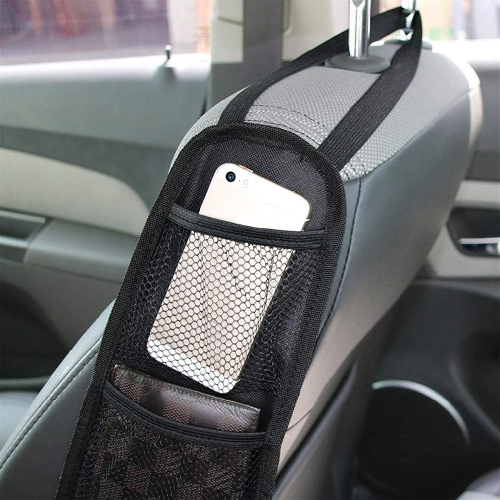 Kartisen Car Seat Side Organizer, Automobile Seat Storage Hanging Bag, Multi-Pocket Drink Holder, Mesh Pocket Car Seat Phone Holder for Cars/Truck (Black)