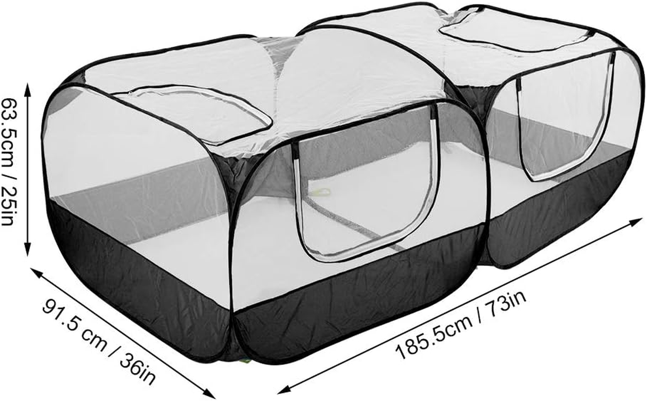Portable Coop, Small Animals Playpen, Foldable Chicken Coop with Breathable Transparent Mesh Walls, Portable Pet Cage Tent for Puppy Rabbits Outdoor Yard (Black) image number 6