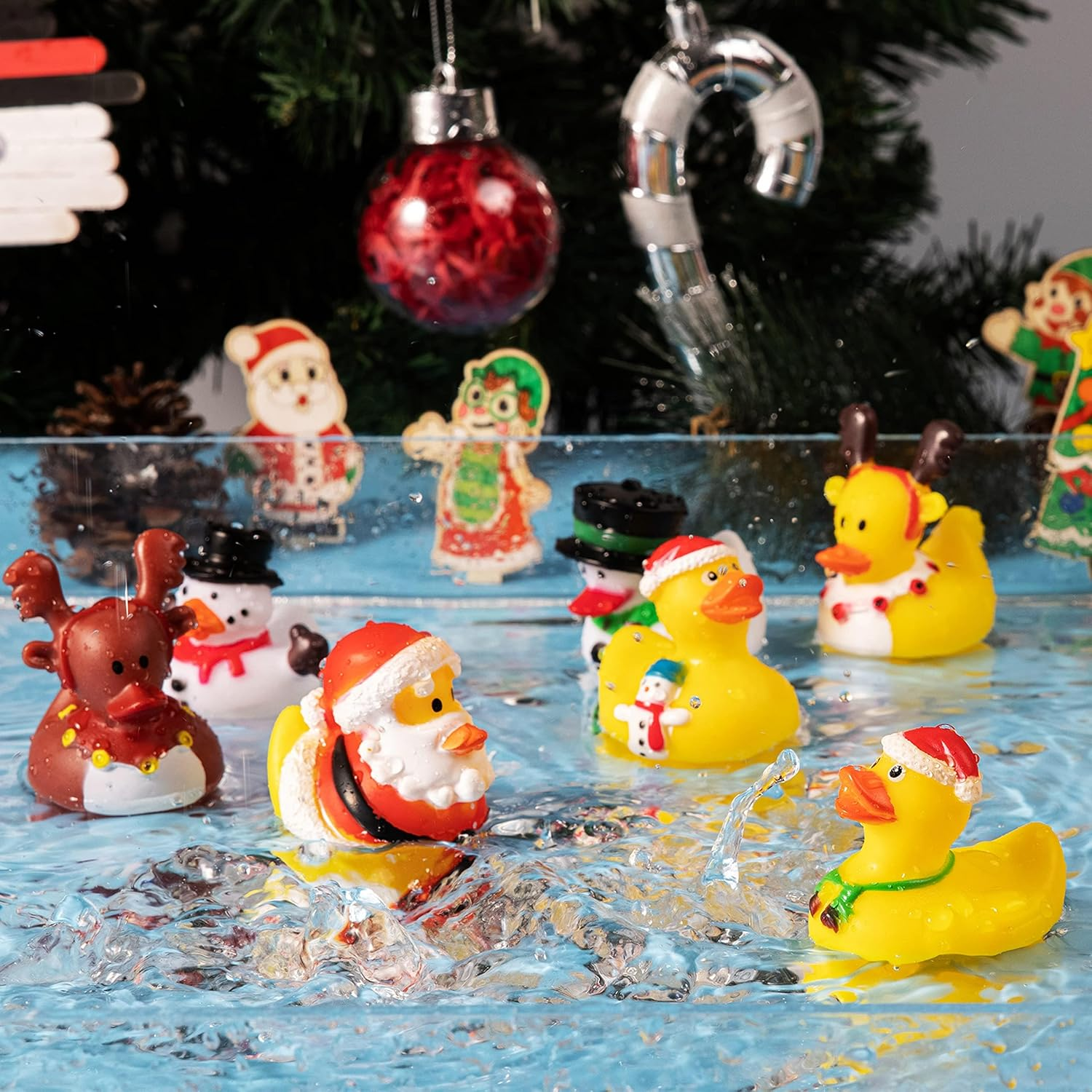 JOYIN 24 PCS Christmas Ducks for Christmas Stocking Stuffers, Xmas Rubber Duck Bath Toys for Kids Gift, Christmas Party Favor Novelty Duckies for Boys, Girls and Toddlers image number 5