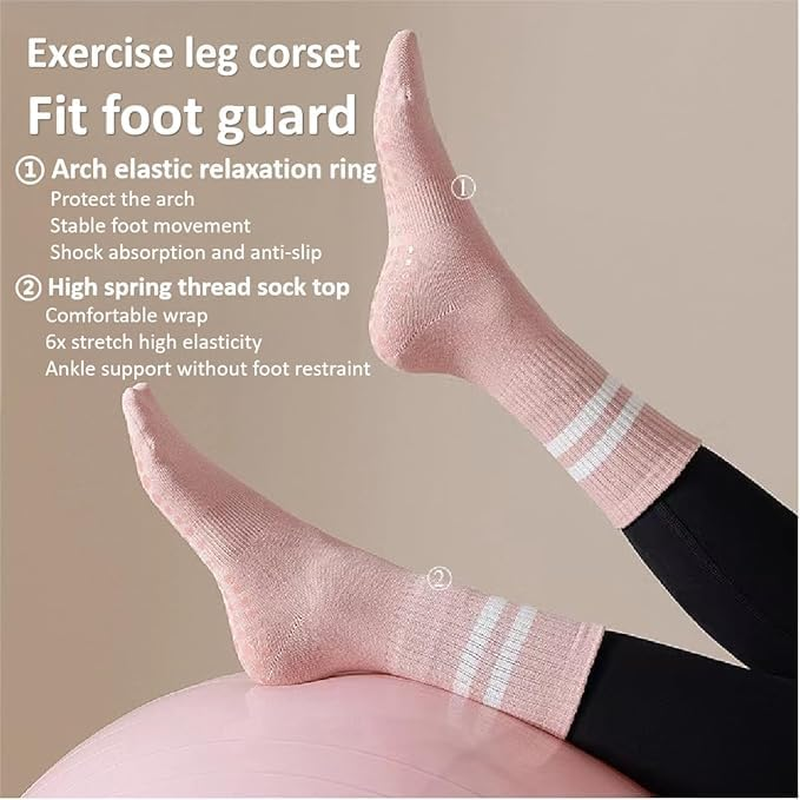 4 Pairs Womens Pilates Socks with Grips Non Slip Yoga Socks Barre Gym Athletic Grippy Socks for Women image number 5