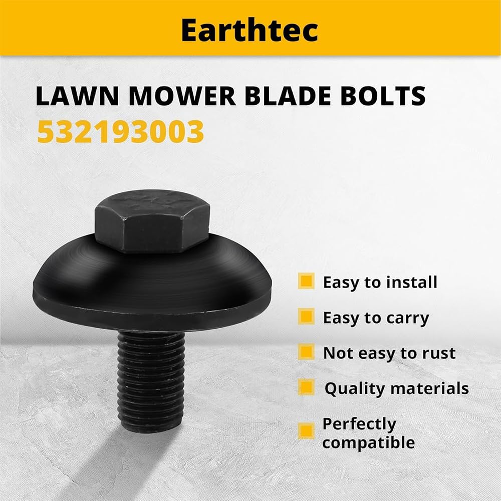 3PCS Compatible with Hus-Qvarna A-YP Crafts-Man Lawn Mower 532-1930-03 14457 193003 174365 539107522 532174365 532193003-A,Blade Bolt & Washer 1-1/4" X 7/16"-20,Lawnmower Blades Hold Bolts,Black image number 3