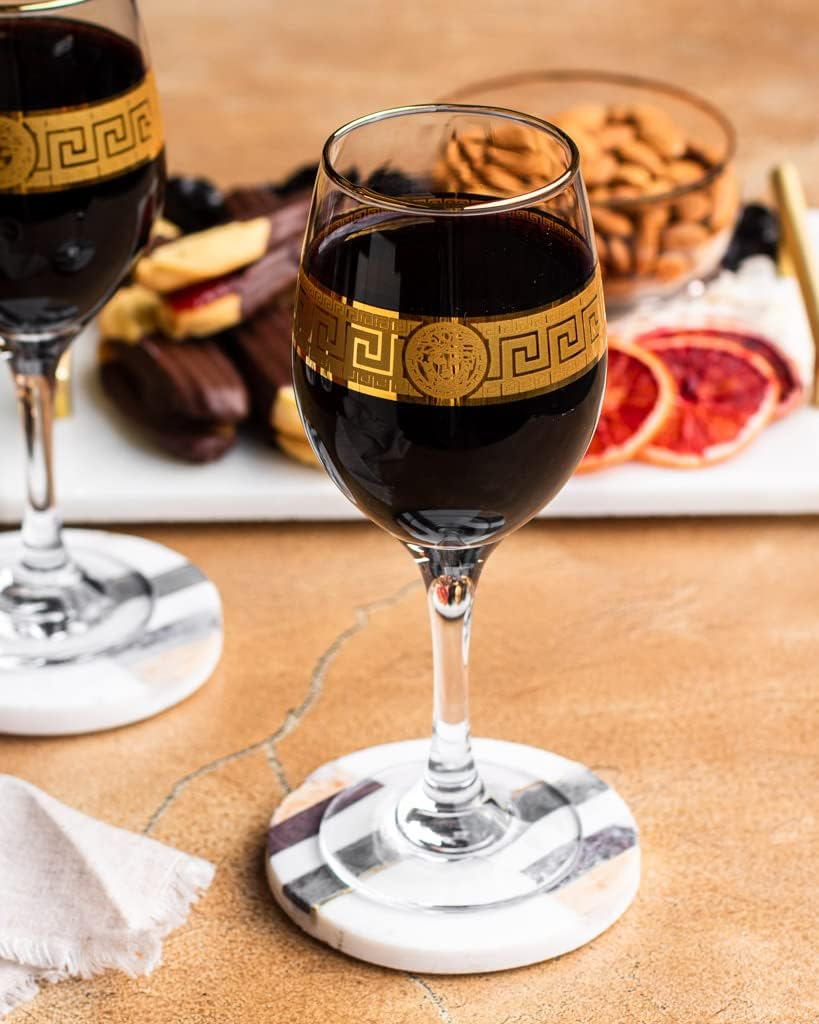 The House of Florence Medusa Style Cressida Gold Wine Goblet 4 Pieces Set, 315 Ml Capacity image number 3