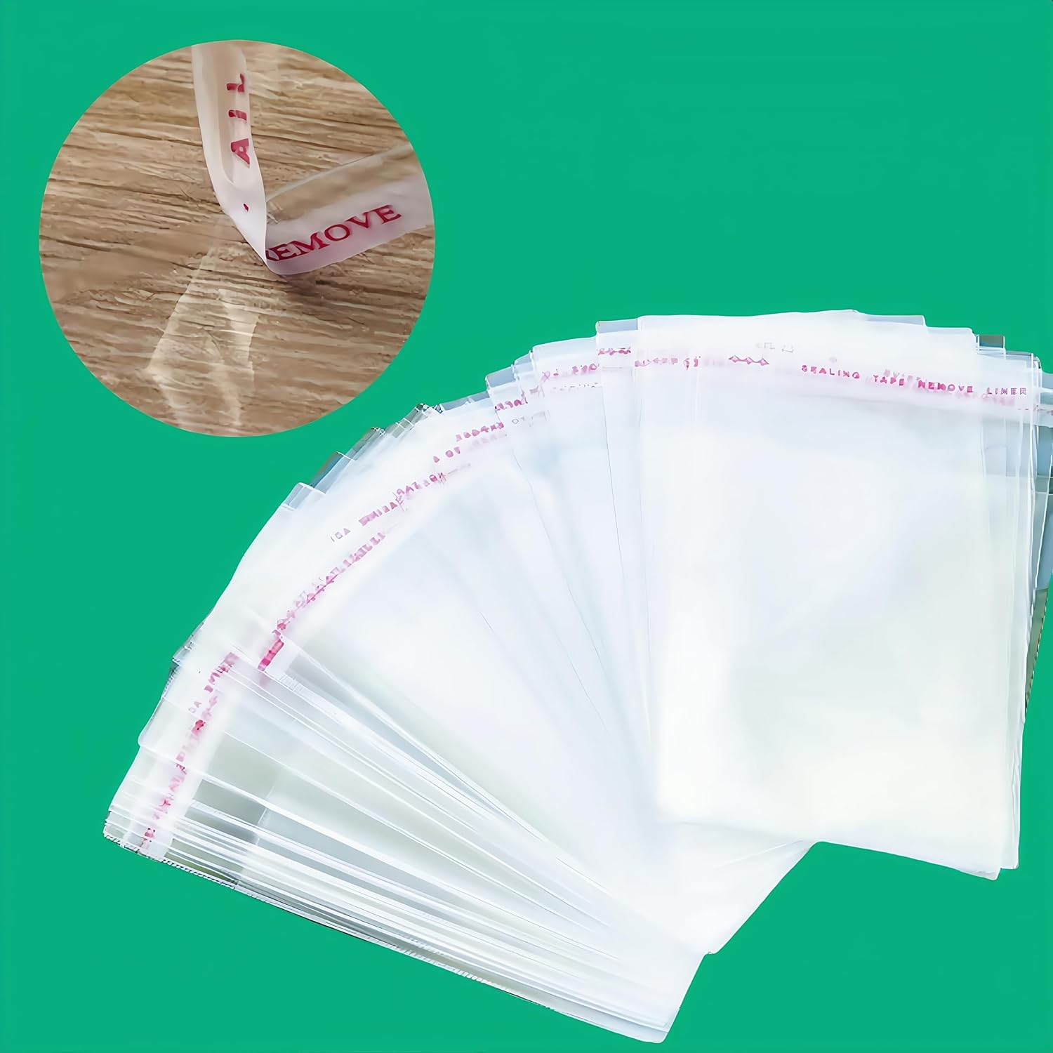 Wizefolk 200 Clear Cellophane Bags, 8 X 12Cm Self Adhesive Plastic, Resealable Gift Biscuit Bakery Packaging for Cake, Candy, Jewelry, Crafts image number 3