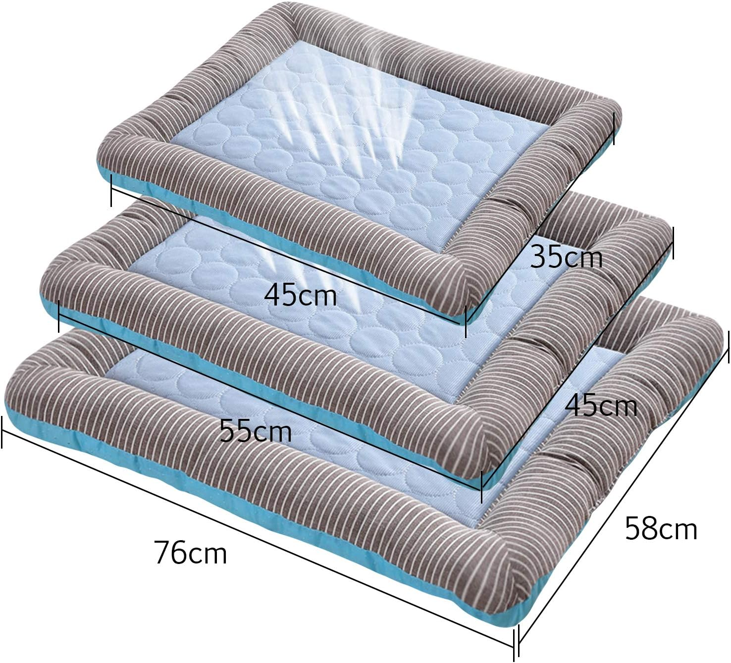 PETCUTE Cooling Pad Bed for Dogs Cats Puppy Kitten Cooling Mat Pet Cooling Mat Pad Cool Blanket Dog Bed Ice Silk Material Soft for Summer Sleeping Dog Bed Blue Medium