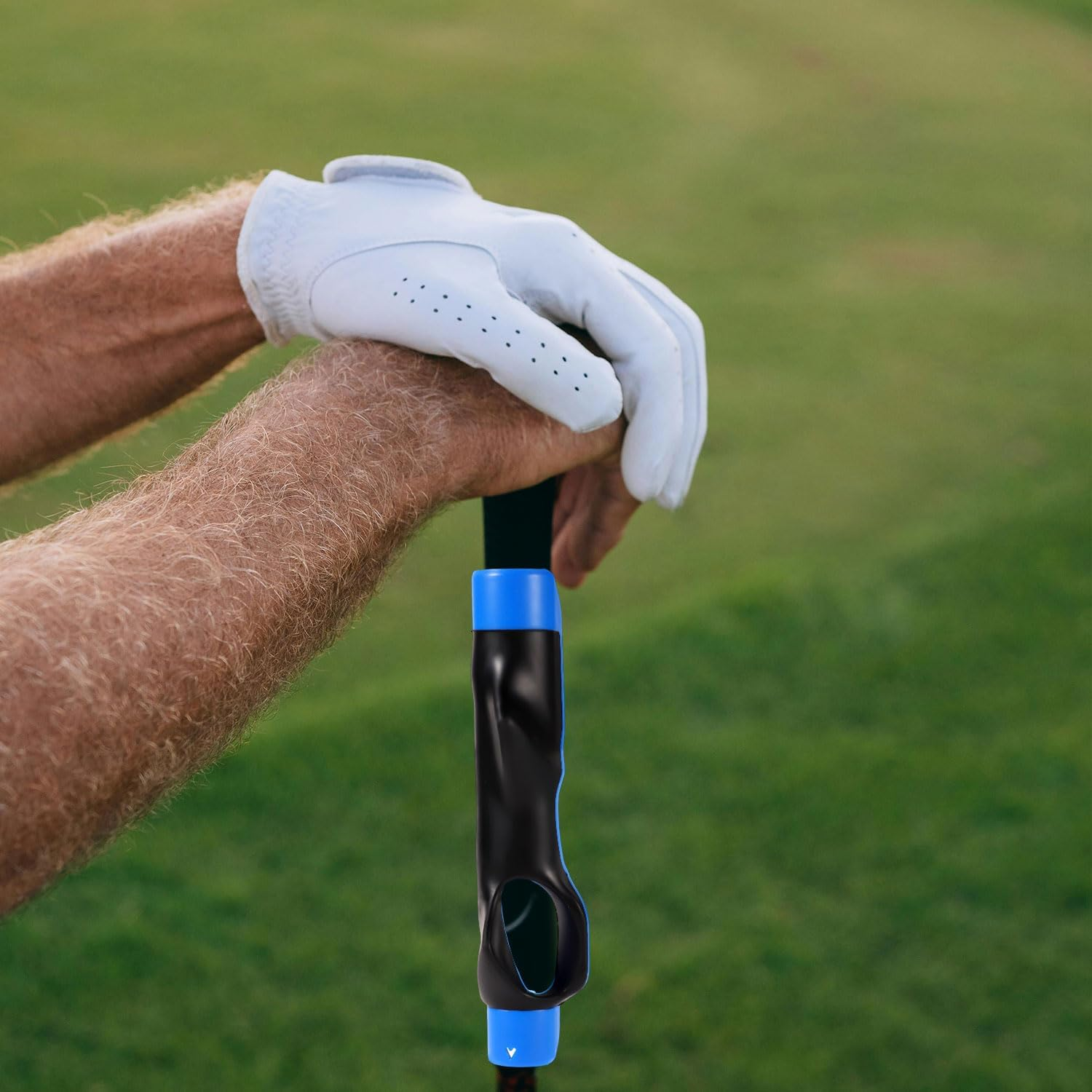 Lasuroa Golf Swing Trainer, 6In Long Black & Blue Golf Grip Training Aid Portable Anti-Slip Golf Swing Aid Golf Wrist Trainer for Correct Hand Position & Grasp image number 2