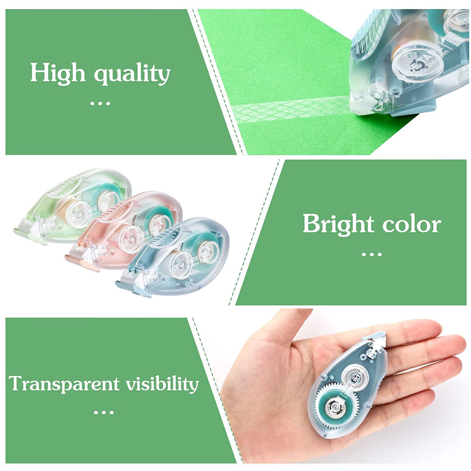 Double Sided Glue Tape Roller, 4 Pack Adhesive Scrapbook Glue Tape Roller Portable Double-Sided Adhesive Tape Runner, Craft Adhesive Runner Rollers Permanent for Scrapbook image number 1
