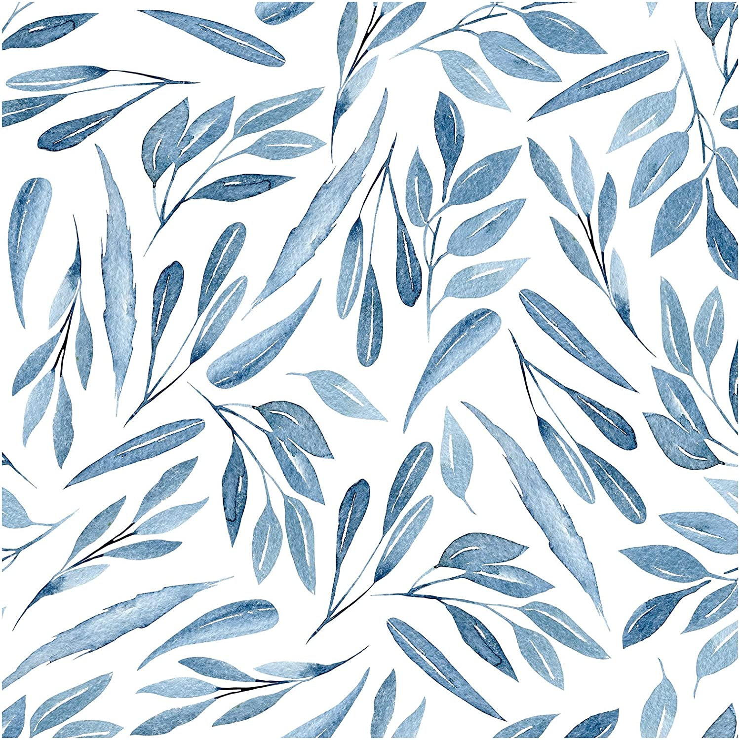 Haokhome 93199 Modern Peel and Stick Wallpaper Blue Branches with Leaves Removable Vinyl Self Adhesive Contactpaper 0.45M X 3M