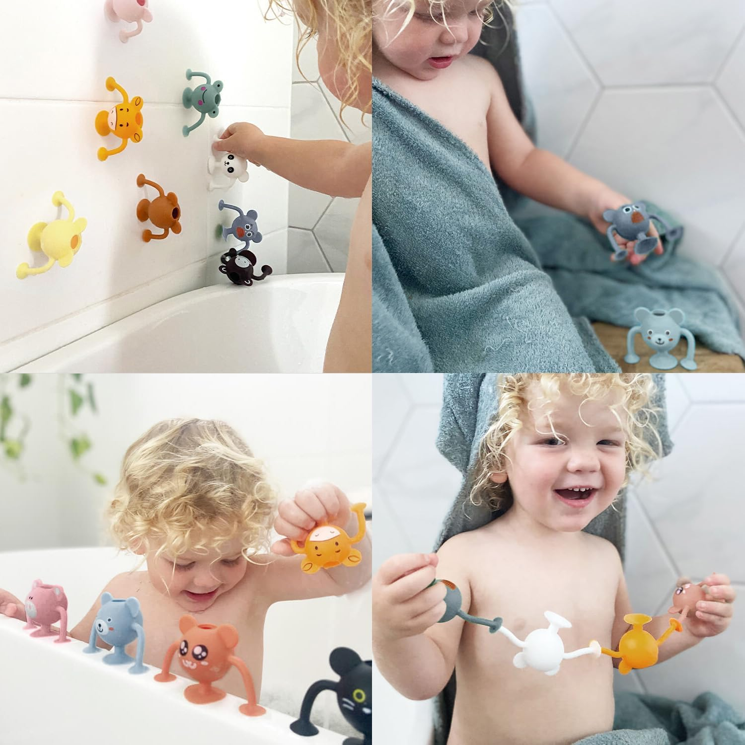 Cherub Baby Silicone Suction Baby, Kids and Toddler Squeeze Bath Toys, BPA Free, Dishwasher Safe, Water Toys for Bathtub &ndash; Entire Zoo Collection - Pastel - Pack of 12 image number 2