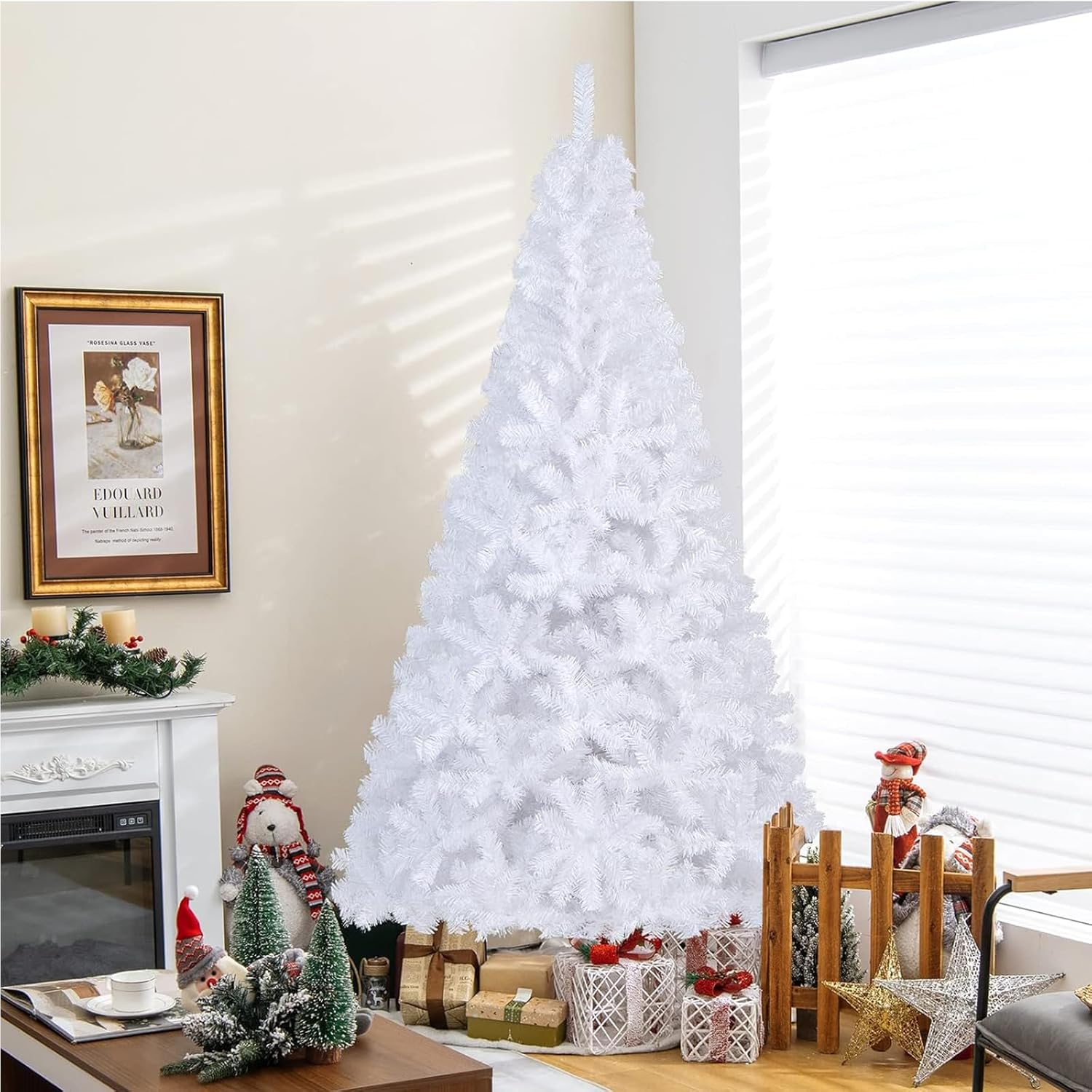 Christmas Tree 5.9Ft White Xmas Trees, Decorations Holiday Party Gift Home Garden Store Decor, 650 Tips Thick Foliage Easy Assembly Indoor and Outdoor image number 5