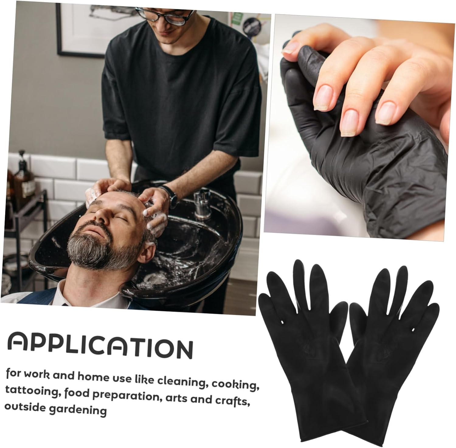 Healeved Hair Shampoo Gloves Hair Dye Glove 3 Pairs Size L Waterproof Washable Anti-Slip Premium Rubber Hairdressing Supplies for Salon and Home Use image number 2