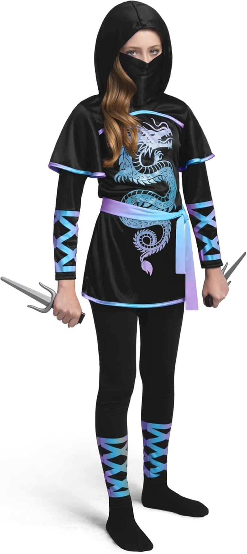 Spooktacular Creations Black and Red Ultimate Ninja Dragon Costume Set for Kids, Girls, Halloween Dress Up image number 3