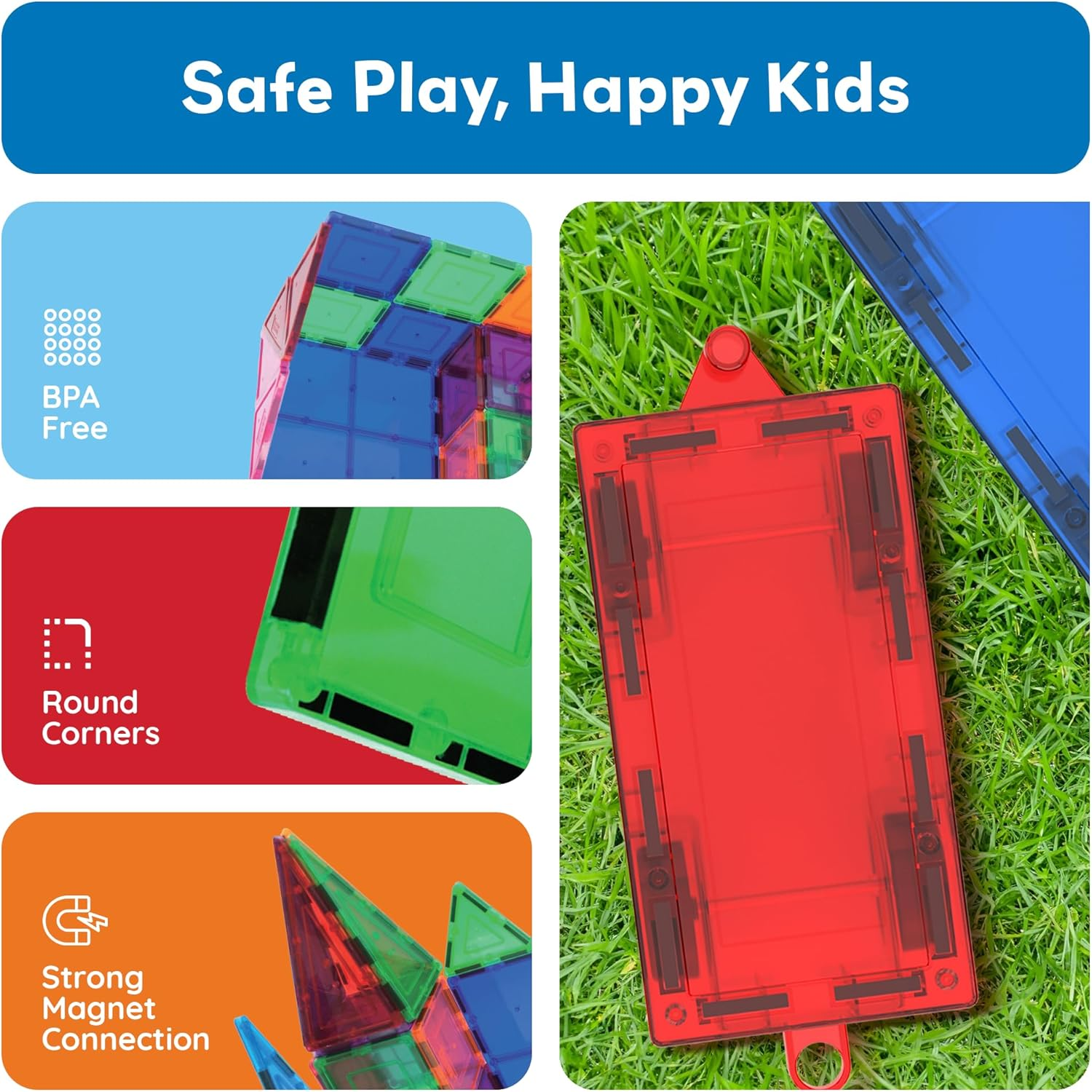 Picassotiles 2 Piece Car Truck Set W/Extra Long Bed & Re-Enforced Latch, Magnet Building Tile Magnetic Blocks -Creativity beyond Imagination! Educational, Inspirational, Conventional,& Recreational! image number 4