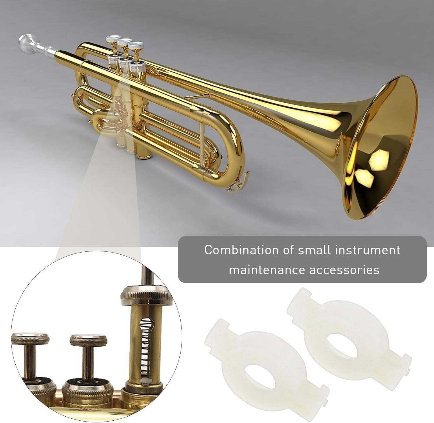 28Pcs Trumpet Repair Kit Brass Instrument Maintenance Parts Trumpet Valve Spring Felt Washers Cork Pad Piston for Bb Trumpet/Cornet/Bb Pocket Trumpet image number 2