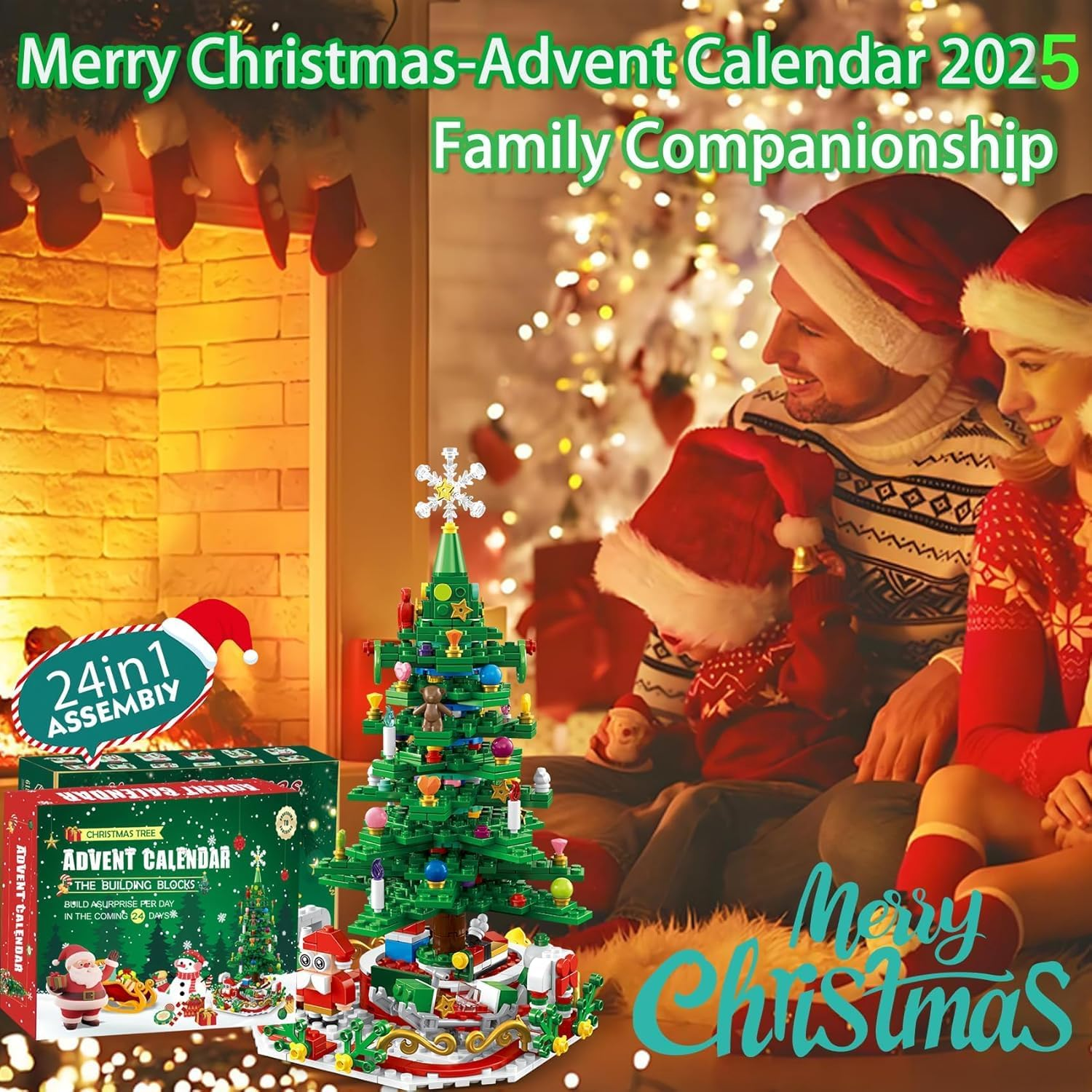 2025 Advent Calendar &ndash; 24 Days Building Blocks Kits,Christmas Tree Building Set with LED Light, 24 Days Countdown Calendar Creative Building Blocks for Adults Kids Teens, Fun Xmas Gift image number 2