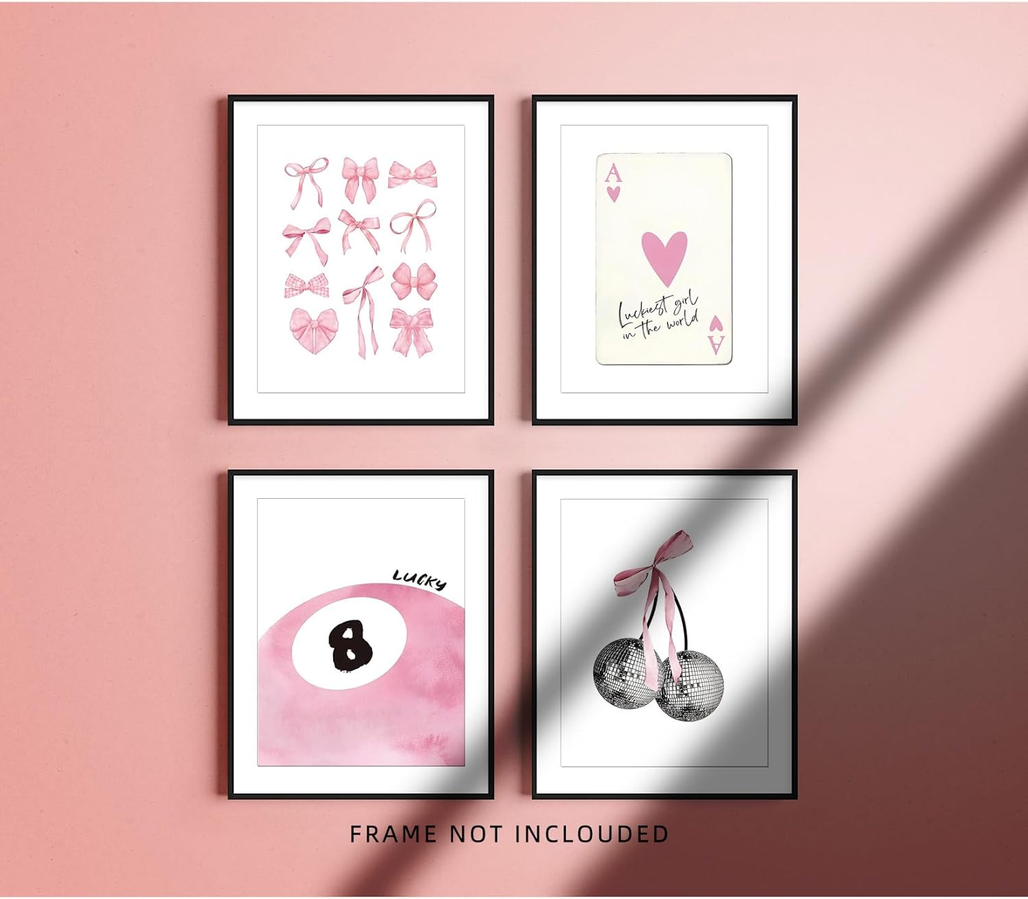 Pink Room Decor Aesthetic Wall Art Prints Poster, 8X10 Inch Canvas Prints Unframed Set of 4 Posters for Teen Girls Bedroom Dorm Decor image number 2