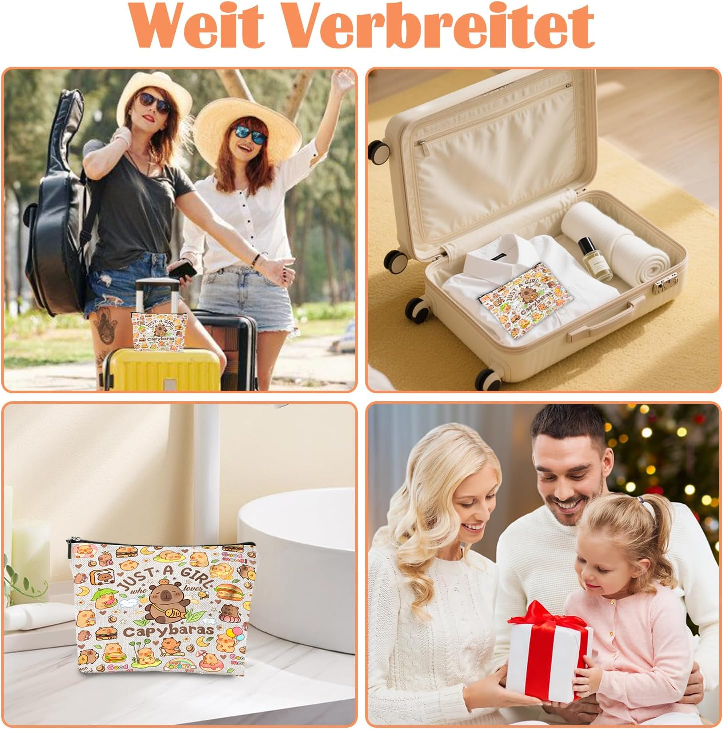 Cosmetic Bag for Girls Capybara Makeup Bag Makeup Bag with Zip for Girlfriend Capybara Gifts for Birthdays Portable Toiletry Bag Women for Travel Everyday Life Cute image number 4