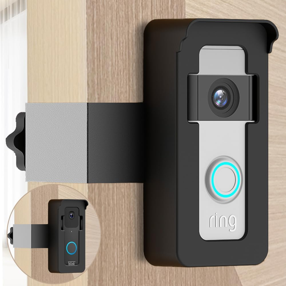 IRONA Anti-Theft Ring Video Doorbell Mount, No-Drill Mounting Bracket for Ring Doorbell,Waterproof Bracket for Ring&Blink Video Doorbell, Easy Installation, Black image number 2