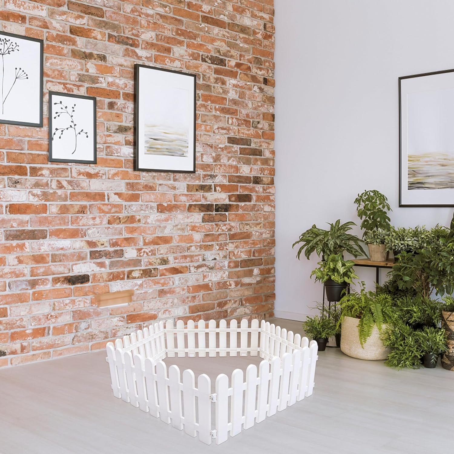 Ciieeo 5Pcs White Plastic Fence Garden Picket Fence Plastic Path Panels for Christmas Xmas Tree Gate image number 5