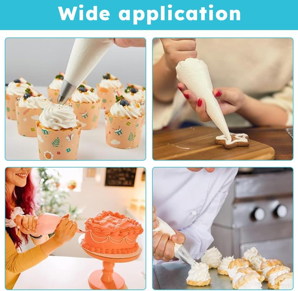 44 Pcs Icing Piping Bags and Tips Set-Cookie, Cake Decorating Set, Piping Icing Nozzles with Reusable Silicone Piping Bag, Suitable for Cakes, Cupcakes, Cookies