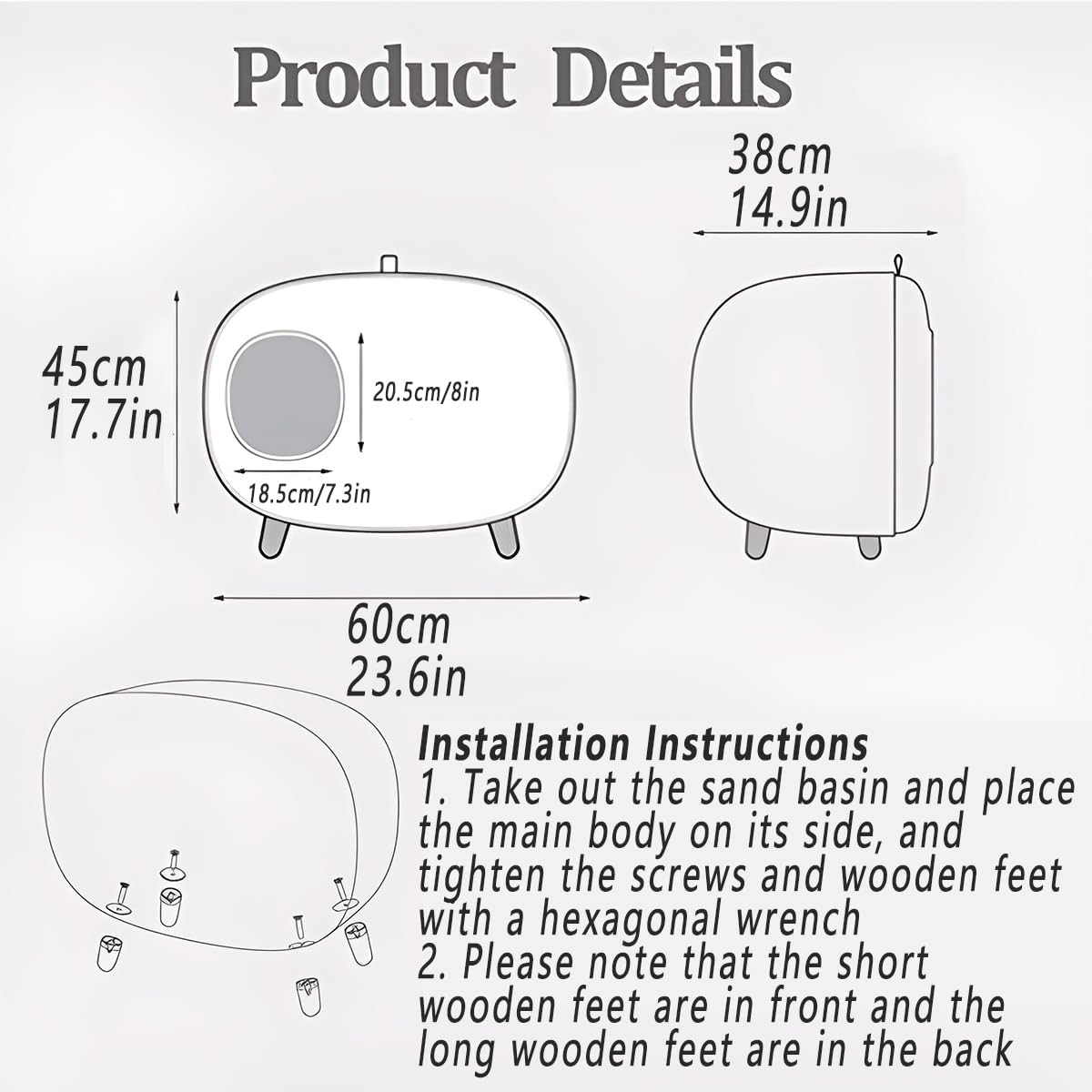 Potato Semi-Closed Cat Litter Box, Large Capacity Drawer Cat Toilet, Durable Pet Supplies with Removable Sand Basin, Easy to Clean for Large Cats, Modern Design, Indoor Use image number 1