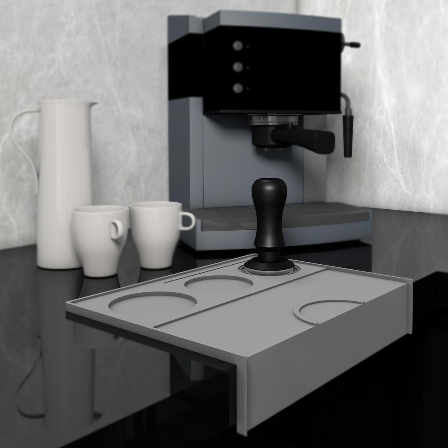 KYONANO Large Coffee Tamper Mat, Silicone Tamper Mat, Tamping Mat, 25 X 20Cm, Waterproof and Heat Resistant, Coffee Accessories for Home Coffee Bar, Tamping Station Espresso Accessory, Gray image number 1