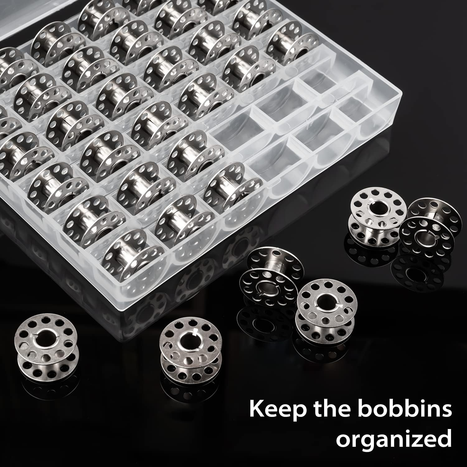 Betybedy 36Pcs Metal Bobbins with Bobbin Case, Sewing Machine Bobbins for Craft Sewing, Metal Bobbins Set for Bro-Ther/Baby-Lock/Jano-Me/El-Na/Sin-Ger, Sewing Machine Accessories image number 5