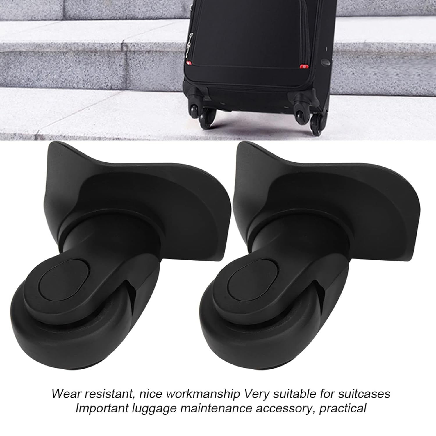 RASTKY Luggage Replacement Wheel a Pair Black Suitcase Single Row Wheel Luggage Supplies - Outdoor Gear image number 5