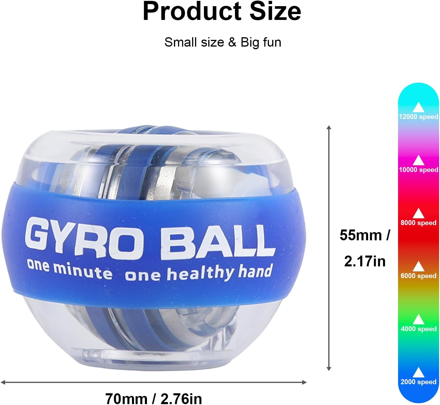 Gyro Power Balls Trainer Ball, Hand Gyro Ball Wrist Strengthener, Self-Starting Hand Grip Strength Trainer for Joint and Muscle Exercise - Red image number 3