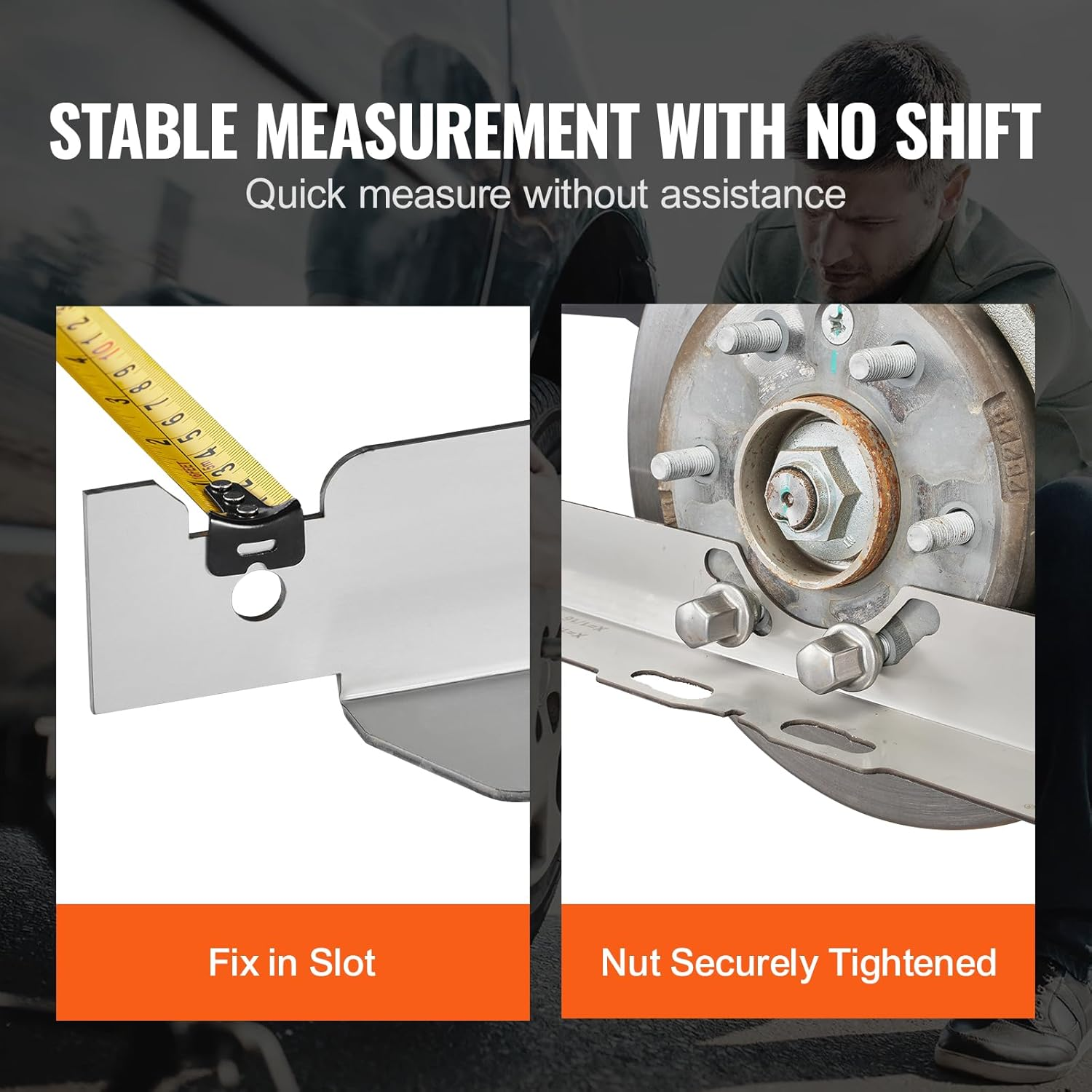 VEVOR Wheel Alignment Tool, 2-Pack Toe Alignment Toe Plates, Stainless Steel Wheel Alignment Tool Plate, Toe Angle Accurate Measurement, Includes 2 Measuring Tapes & Conversion Chart image number 4