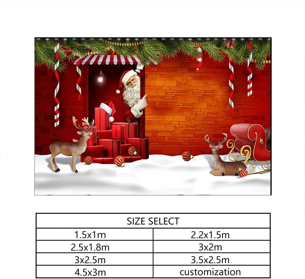 Yongfoto 2.2 X 1.5 M Vinyl Photo Background Santa Claus Gifts Christmas Photography Background for Photo Shoots Portrait Photos Party Children Wedding Photo Studio Props image number 2