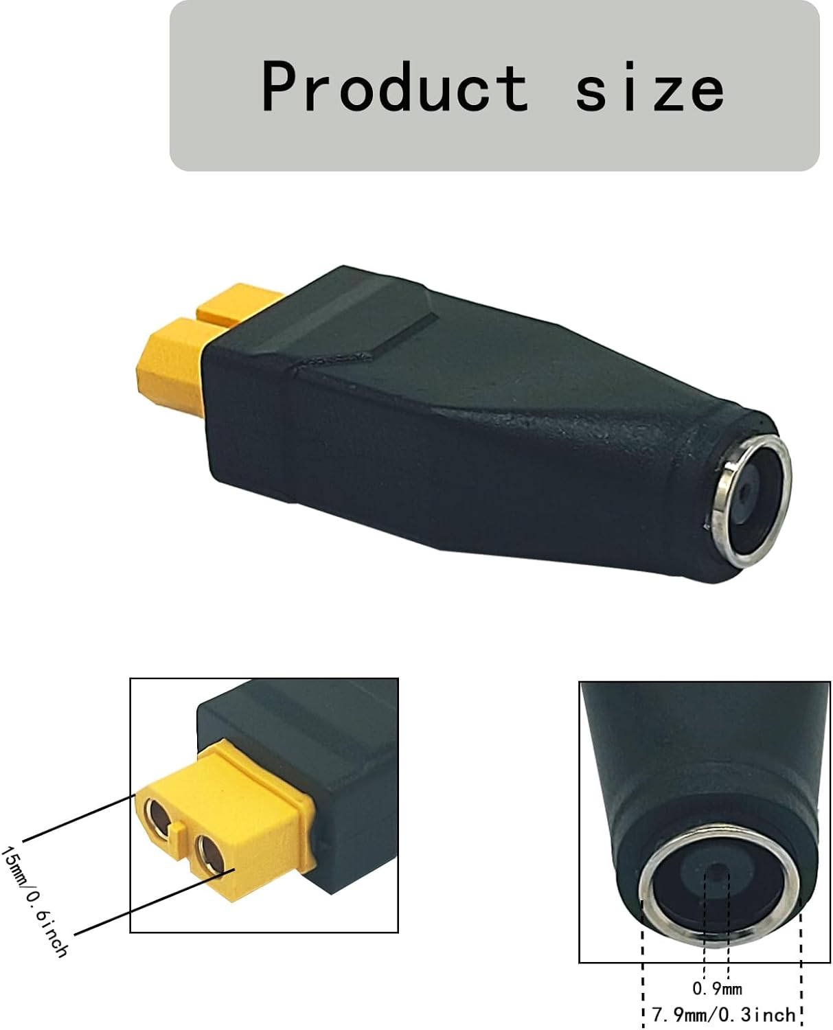 4Pcs New Upgraded XT60 Connector XT60 Female to DC 7909 Female Adapter Connector Extender for RC Car,Fpv Drone,Lipo Battery,Laptop Power Supplies, Etc(Xt60 Female to DC 7909 Female) image number 2