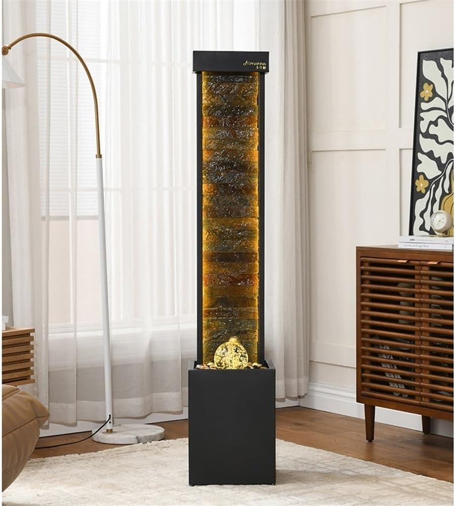 Outdoor Fountain Modern Luxury Flowing Ornaments Attract Wealth, Living Room, Office Decoration, Floor to Ceiling Water Curtain Wall, Circulating Fountain image number 5