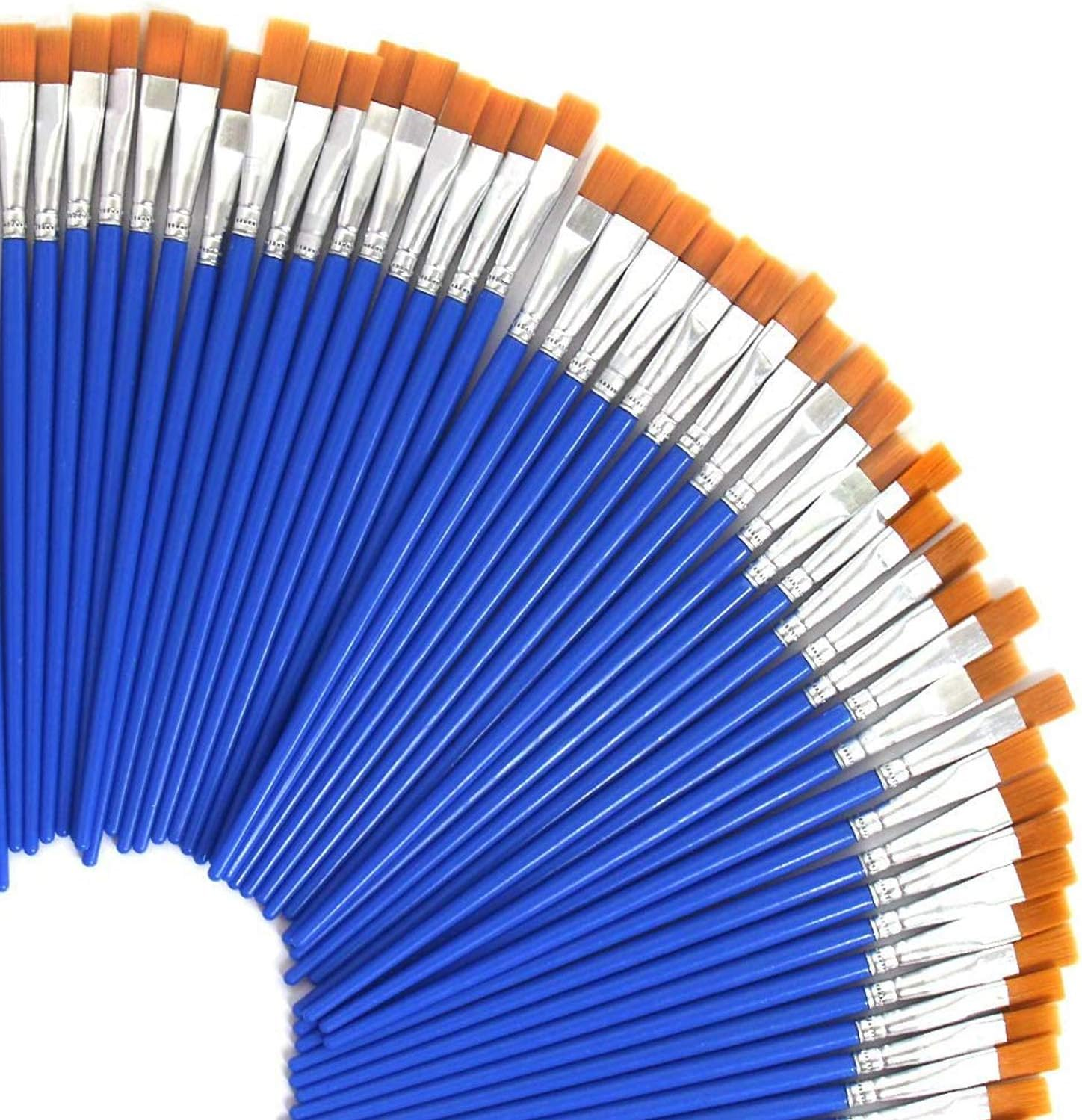 UPINS 60 Pcs 9Mm Wide Flat Paint Brushes Set with Nylon Hair, Small Brush Bulk for Detail Painting Short Plastic Handle Acrylic Oil Watercolor Fine Art Painting for Kids Students Starter Adults Artis image number 6