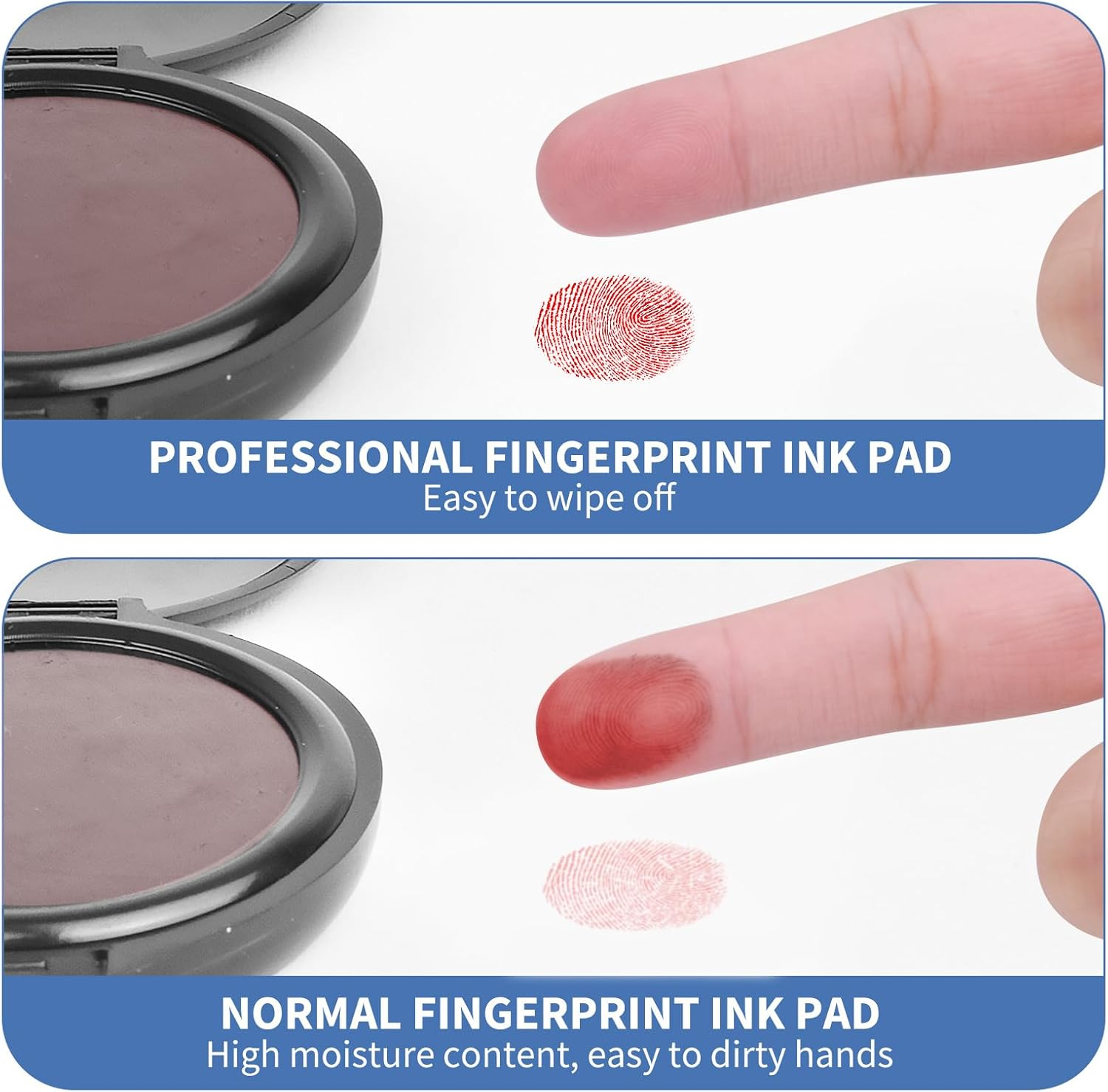 SAYEEC Fingerprint Ink Pad, Thumbprint Ink Pad for Office Notary Supplies Identification Security ID Fingerprint Cards, Law Enforcement Fingerprint Kit Thumb Print Ink Pad Stamp Pad (Red-4 Pack) image number 4