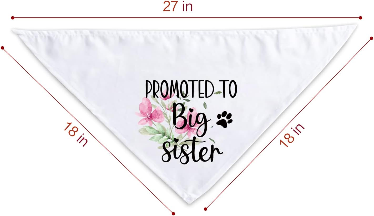 NTKIO Funny White Flower Pattern Plaid Cotton Pet Dog Bandana, Promoted to Big Sister, Pet Dog Pregnancy Announcement Gender Reveal Photo Prop Triangle Bibs Accessories for Dog Lovers Owner Gift image number 3