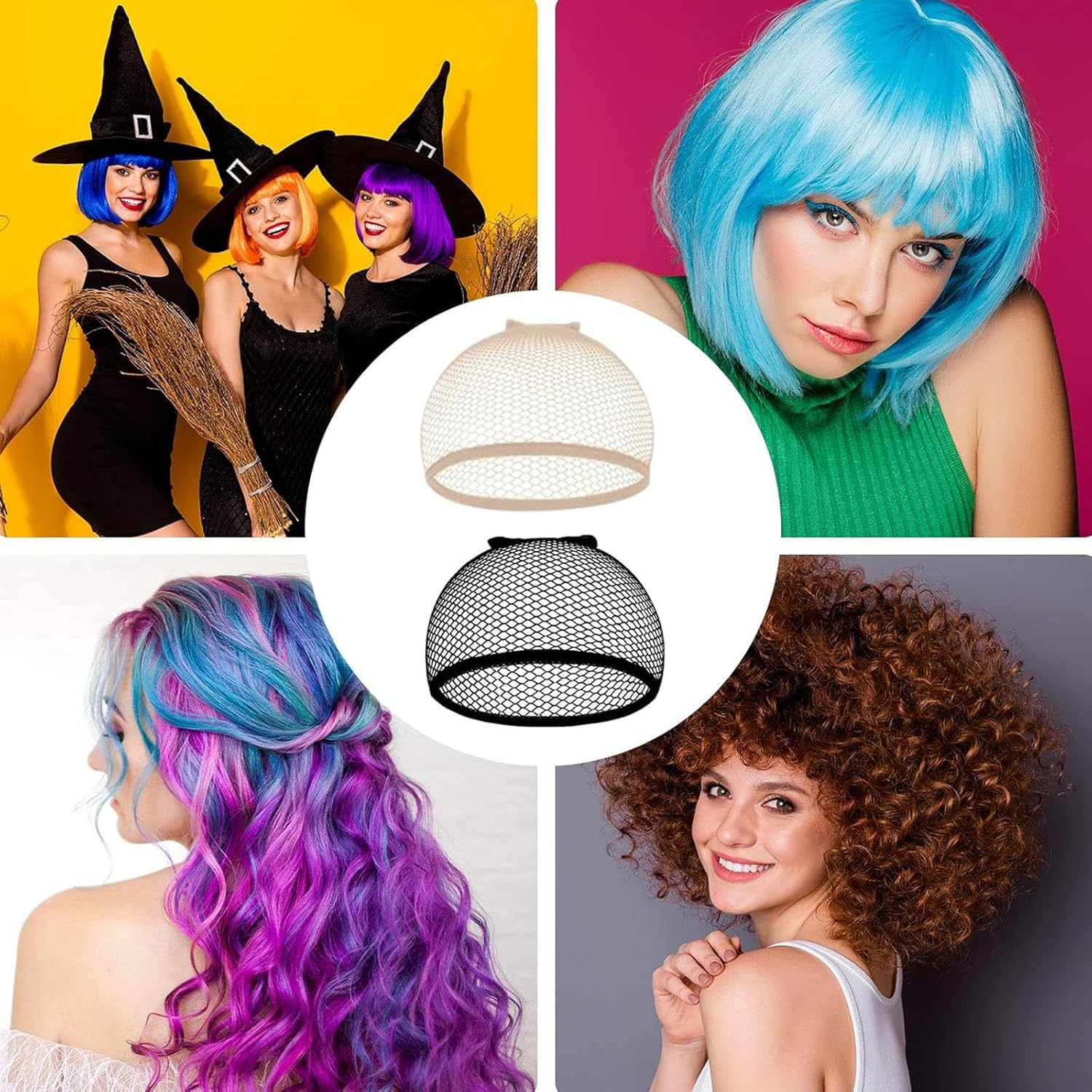 Wig Cap 8 Pcs Women Nude Mesh Weaving Caps Black Fishnet Wigs Caps,Stretchy Hair Net 20 Pcs 2 Inch Black Bobby Pin Girls Hair Pins Mesh Weaving Caps Fishnet Wigs Caps Stretchy Hair Net (Multicolor) - Black image number 6