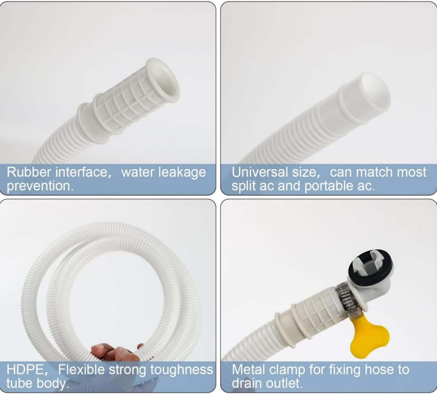 MILIOG Universal Air Conditioner Drain Hose Kit, 2M Flexible Plastic Tubing with Adjustable Adapters for Mini Split/Portable Ac/Dehumidifier/Washer - Leak-Proof Durable Drainage Pipe Accessories image number 1