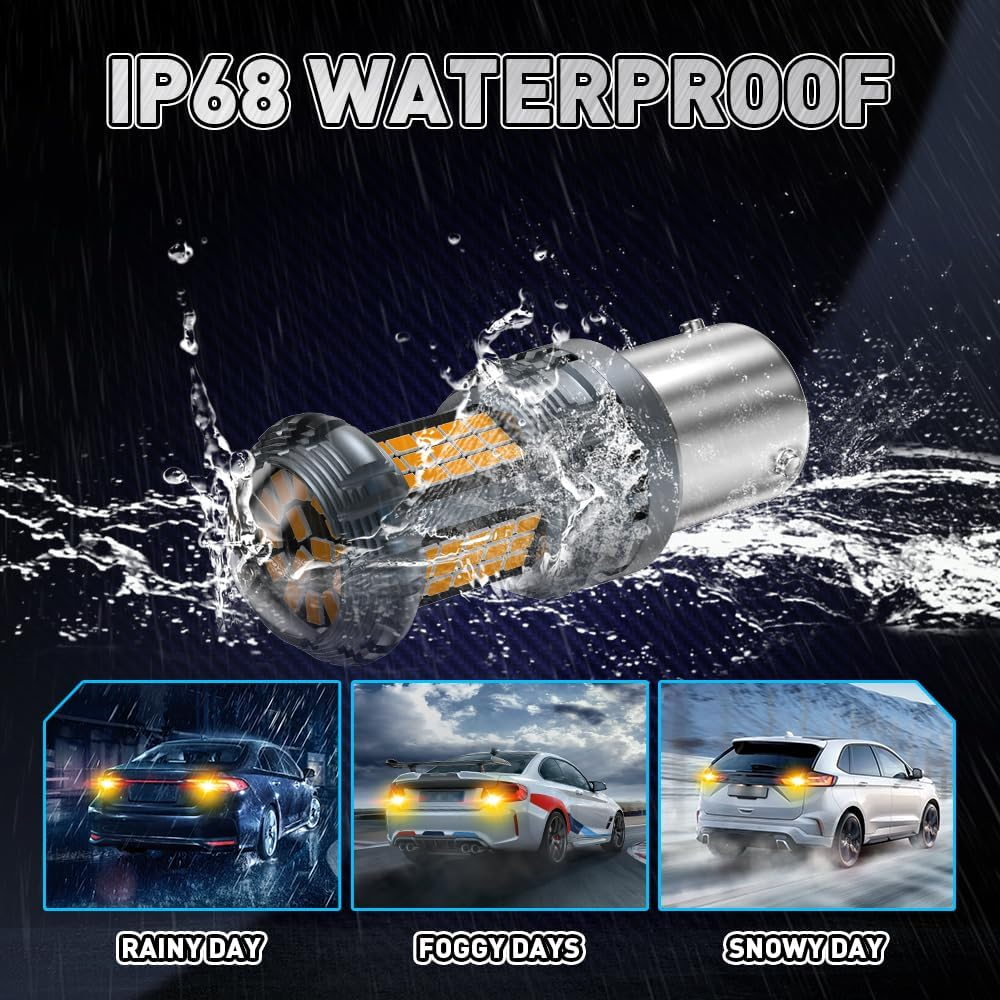 Kaidengzhe 1156 BAU15S LED Bulbs, Newest Upgrade 12V PY21W Amber LED CANBUS Error Free anti Hyper Flash 24V 2641A 12496 7507AST Yellow LED Bulb with Projector Replacement for Turn Signal Lights, 2PCS image number 6